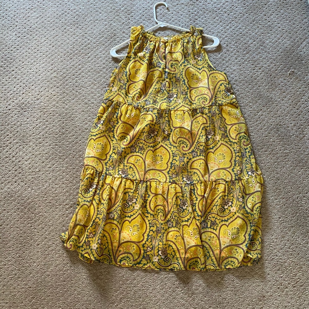 LOFT Strapless Yellow Paisley Dress